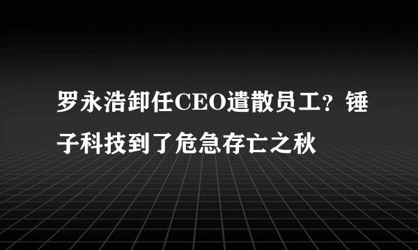 罗永浩卸任CEO遣散员工？锤子科技到了危急存亡之秋