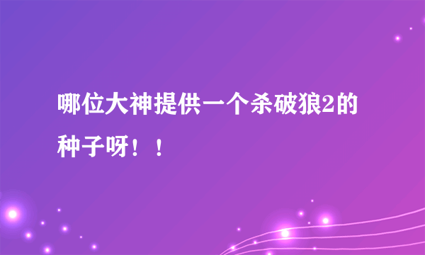 哪位大神提供一个杀破狼2的种子呀！！