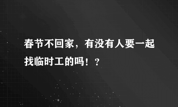 春节不回家，有没有人要一起找临时工的吗！？