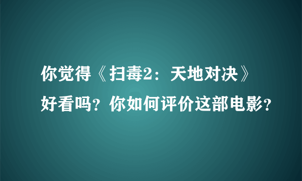 你觉得《扫毒2：天地对决》好看吗？你如何评价这部电影？