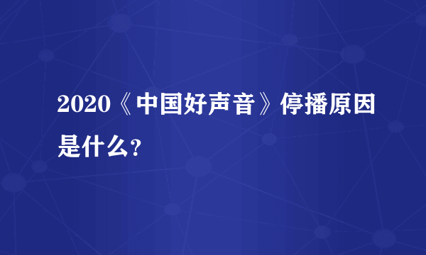 2020《中国好声音》停播原因是什么？