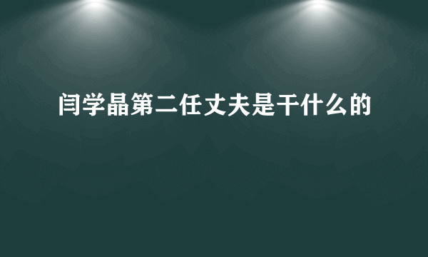 闫学晶第二任丈夫是干什么的