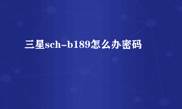 三星sch-b189怎么办密码