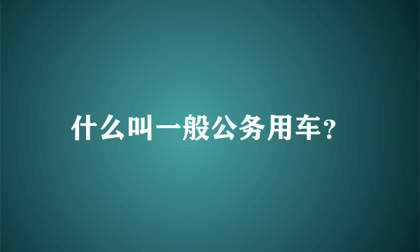 什么叫一般公务用车？