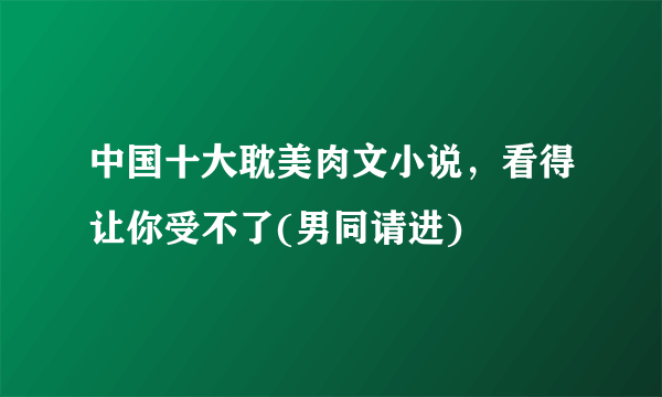 中国十大耽美肉文小说，看得让你受不了(男同请进) 