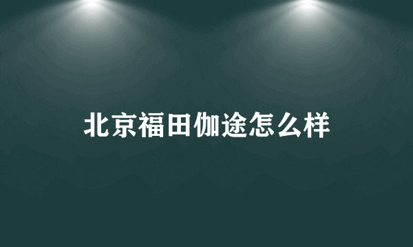 北京福田伽途怎么样