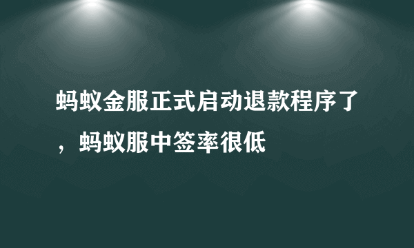 蚂蚁金服正式启动退款程序了，蚂蚁服中签率很低