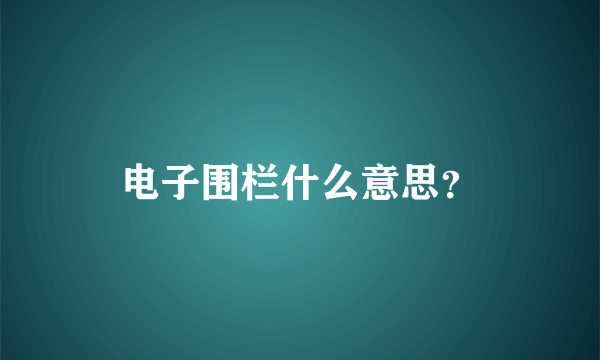 电子围栏什么意思？