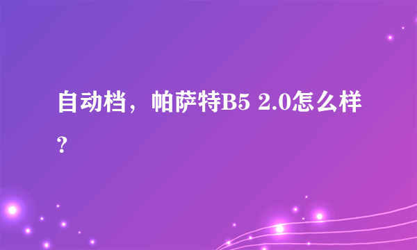 自动档，帕萨特B5 2.0怎么样？