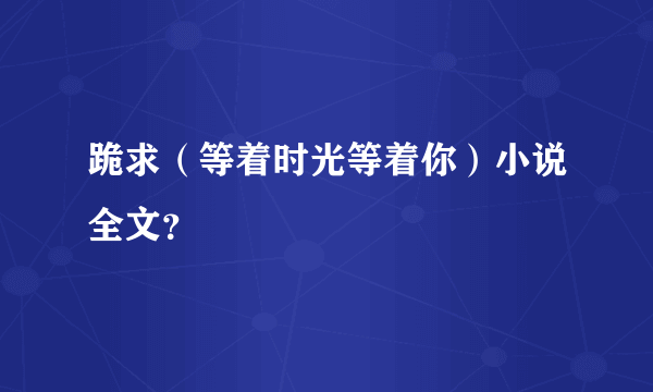 跪求（等着时光等着你）小说全文？