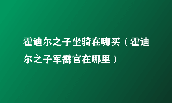 霍迪尔之子坐骑在哪买（霍迪尔之子军需官在哪里）