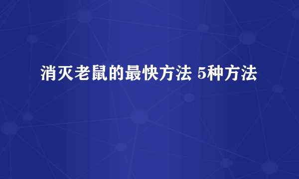 消灭老鼠的最快方法 5种方法