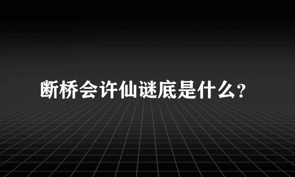 断桥会许仙谜底是什么？