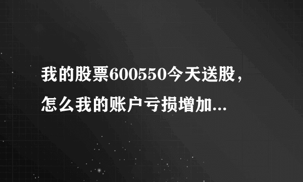 我的股票600550今天送股，怎么我的账户亏损增加了3000元？