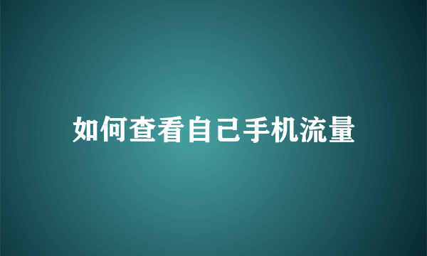 如何查看自己手机流量