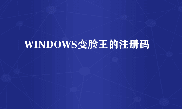 WINDOWS变脸王的注册码