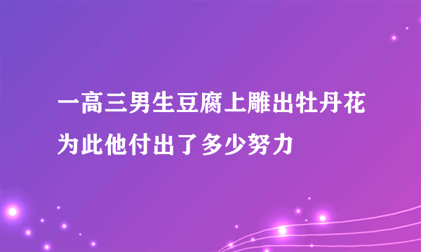 一高三男生豆腐上雕出牡丹花为此他付出了多少努力