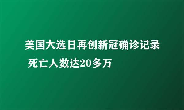 美国大选日再创新冠确诊记录 死亡人数达20多万