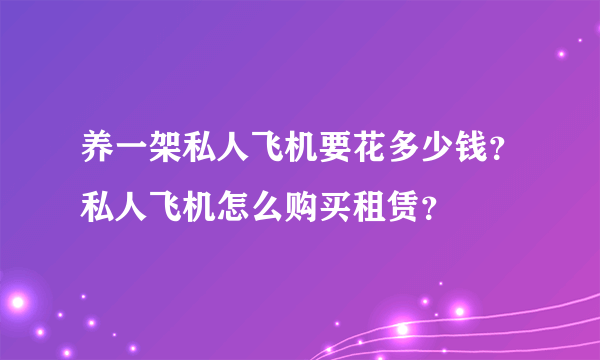 养一架私人飞机要花多少钱？私人飞机怎么购买租赁？