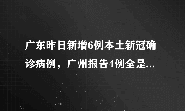 广东昨日新增6例本土新冠确诊病例，广州报告4例全是境外输入