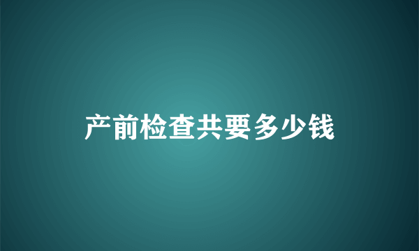 产前检查共要多少钱