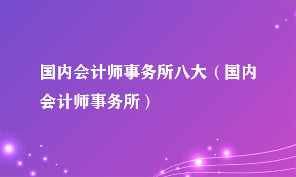 国内会计师事务所八大（国内会计师事务所）