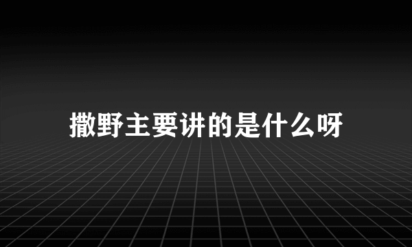 撒野主要讲的是什么呀