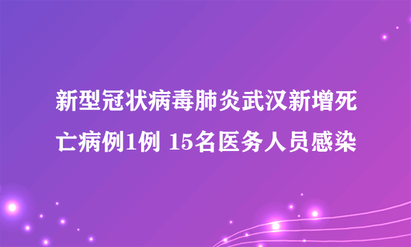 新型冠状病毒肺炎武汉新增死亡病例1例 15名医务人员感染