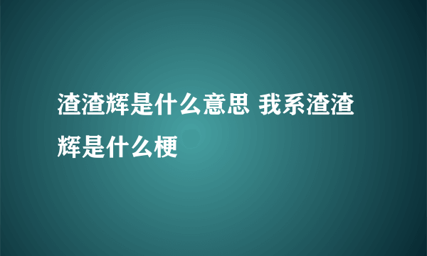 渣渣辉是什么意思 我系渣渣辉是什么梗