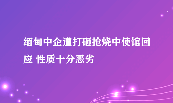 缅甸中企遭打砸抢烧中使馆回应 性质十分恶劣