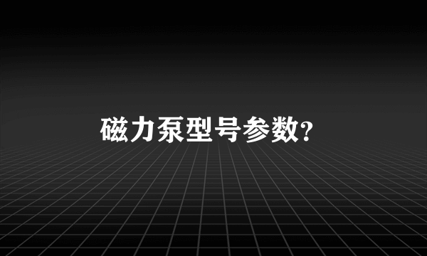 磁力泵型号参数？