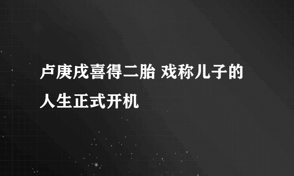 卢庚戌喜得二胎 戏称儿子的人生正式开机