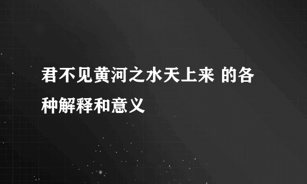 君不见黄河之水天上来 的各种解释和意义