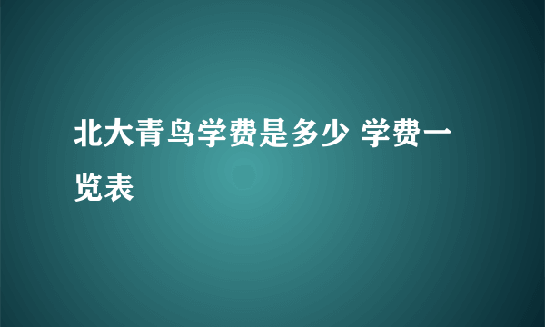 北大青鸟学费是多少 学费一览表