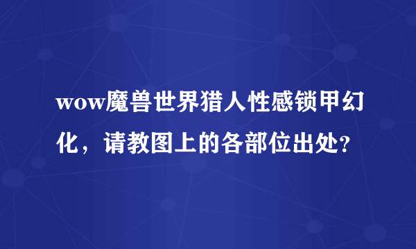 wow魔兽世界猎人性感锁甲幻化，请教图上的各部位出处？