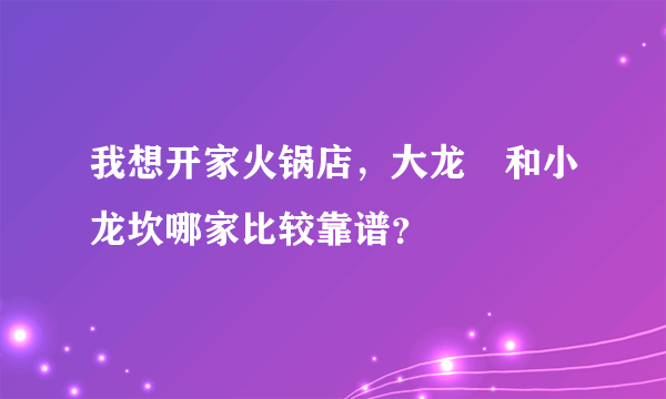 我想开家火锅店，大龙燚和小龙坎哪家比较靠谱？