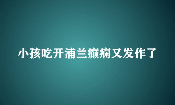 小孩吃开浦兰癫痫又发作了