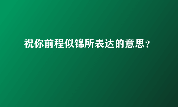 祝你前程似锦所表达的意思？