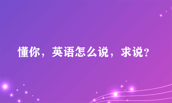 懂你，英语怎么说，求说？