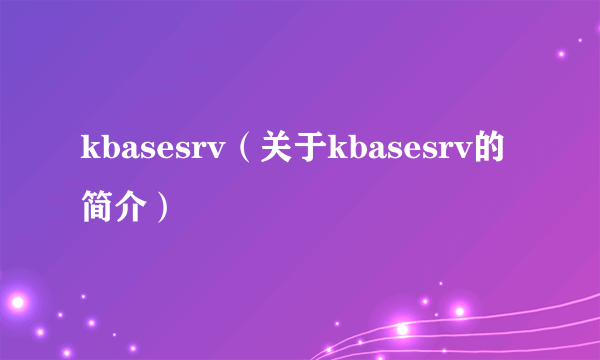 kbasesrv（关于kbasesrv的简介）