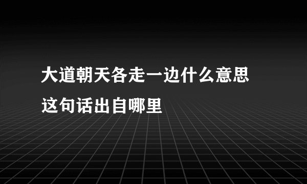 大道朝天各走一边什么意思 这句话出自哪里