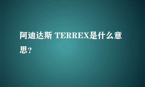 阿迪达斯 TERREX是什么意思？