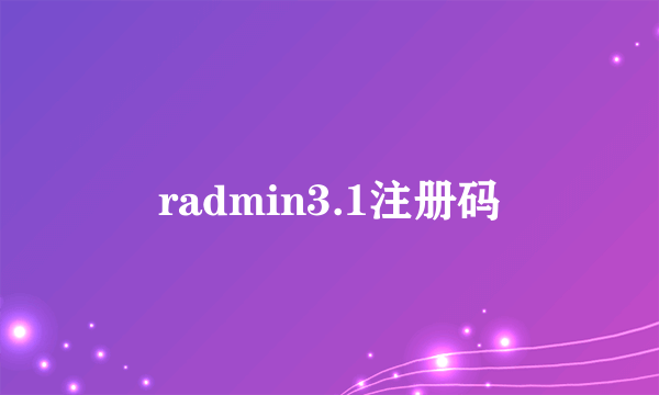 radmin3.1注册码