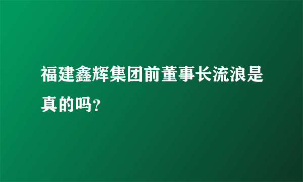 福建鑫辉集团前董事长流浪是真的吗？