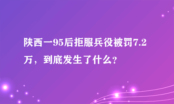 陕西一95后拒服兵役被罚7.2万，到底发生了什么？