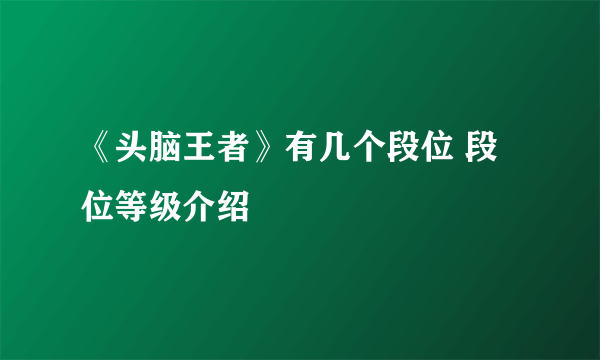 《头脑王者》有几个段位 段位等级介绍