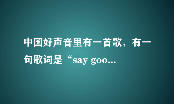 中国好声音里有一首歌，有一句歌词是“say goodbye”的那首歌歌名是什么？