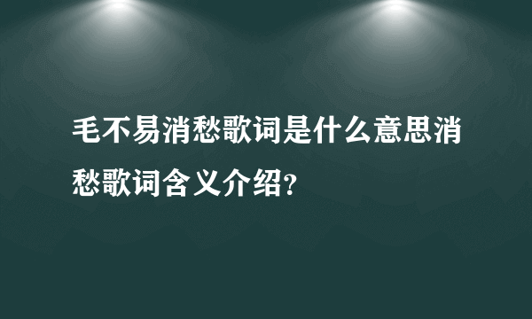 毛不易消愁歌词是什么意思消愁歌词含义介绍？