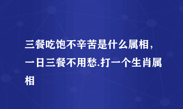 三餐吃饱不辛苦是什么属相，一日三餐不用愁.打一个生肖属相