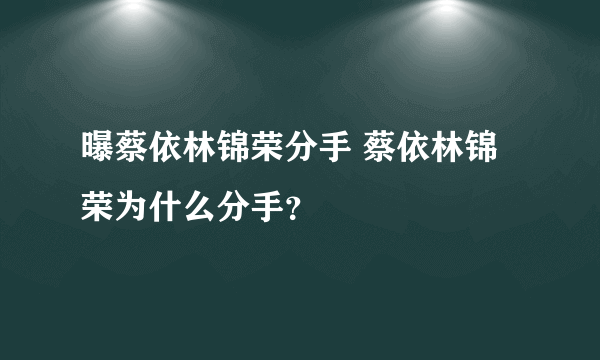 曝蔡依林锦荣分手 蔡依林锦荣为什么分手？